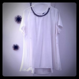 Cream Back Peplum blousr